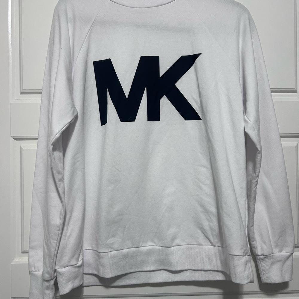 Michael Kors White Mock Neck Sweater with Black Logo
